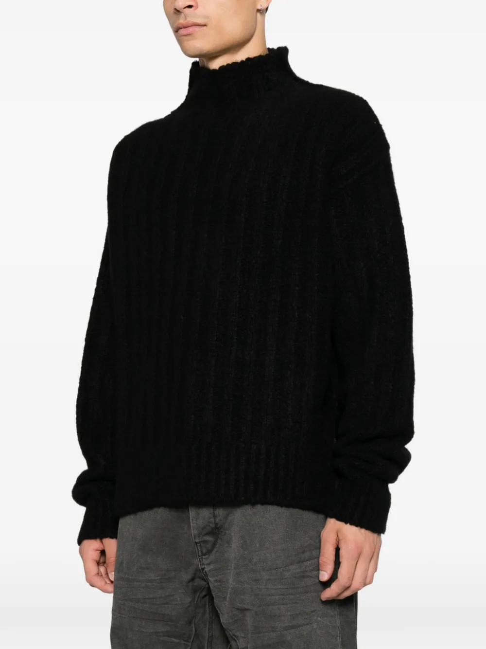 Rick Owens side-slit sweater Zwart