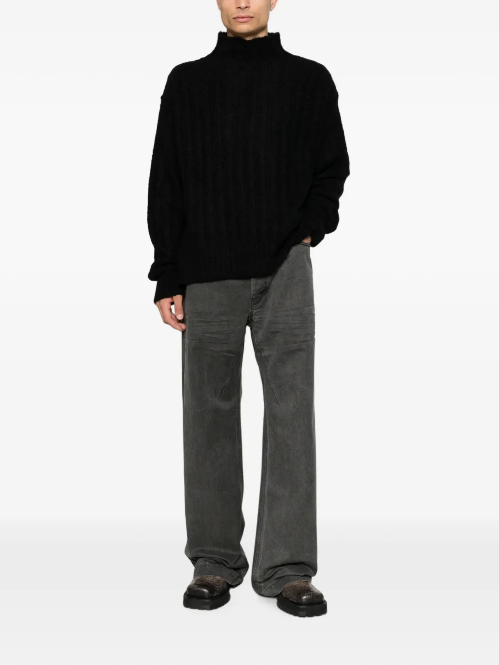 Rick Owens side-slit sweater Zwart