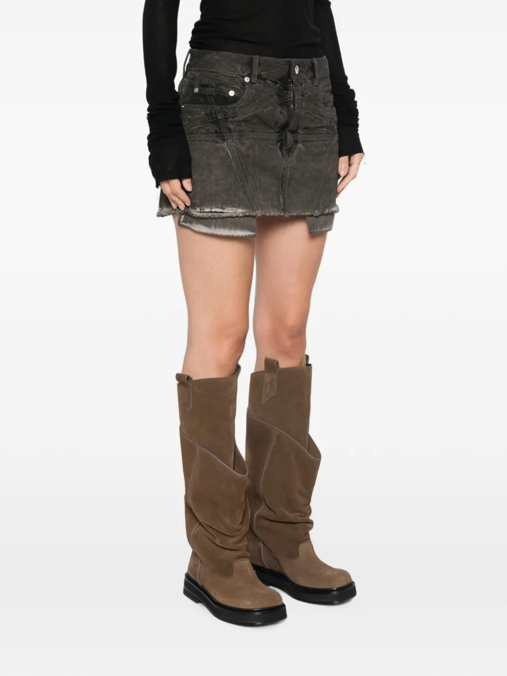 Rick Owens DRKSHDW Mini-rok met franje en vervaagd effect Grijs