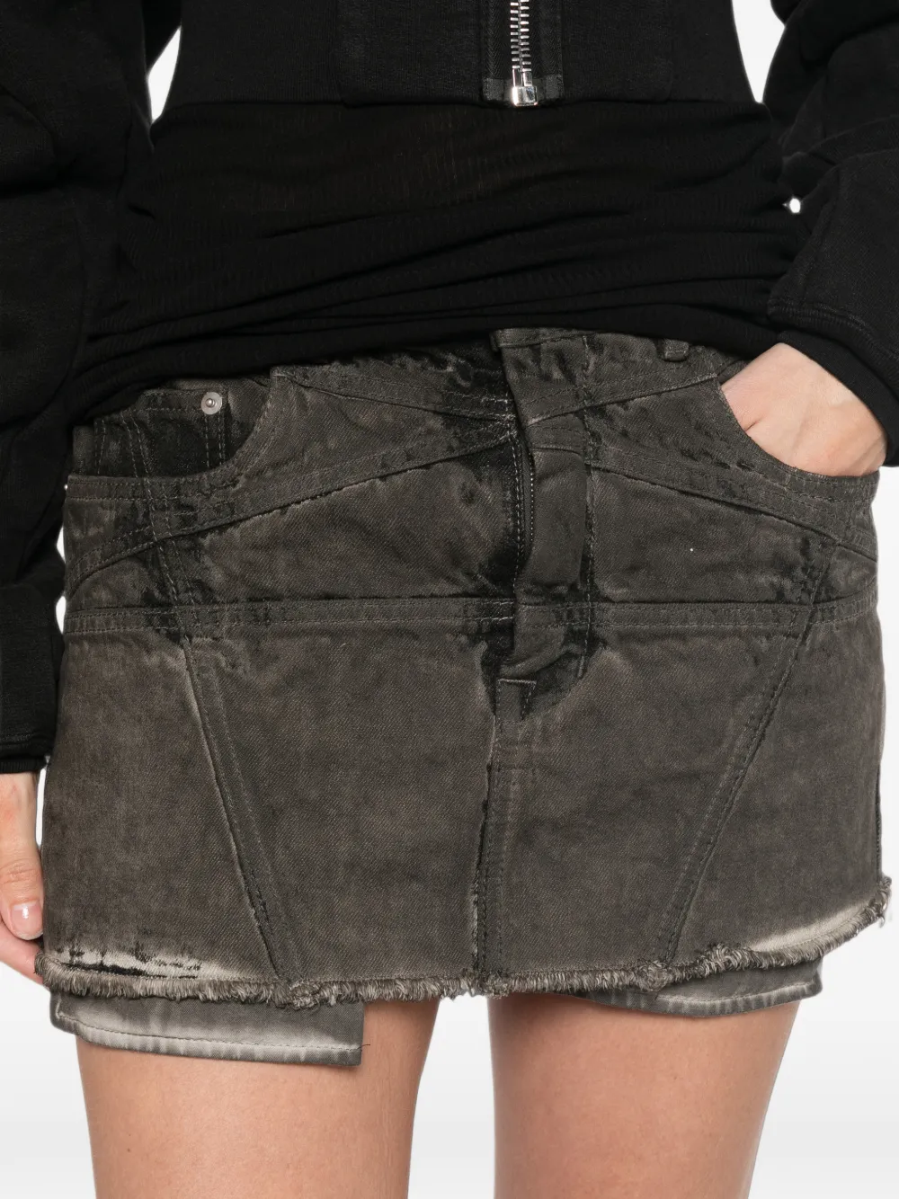 Rick Owens DRKSHDW Mini-rok met franje en vervaagd effect Grijs