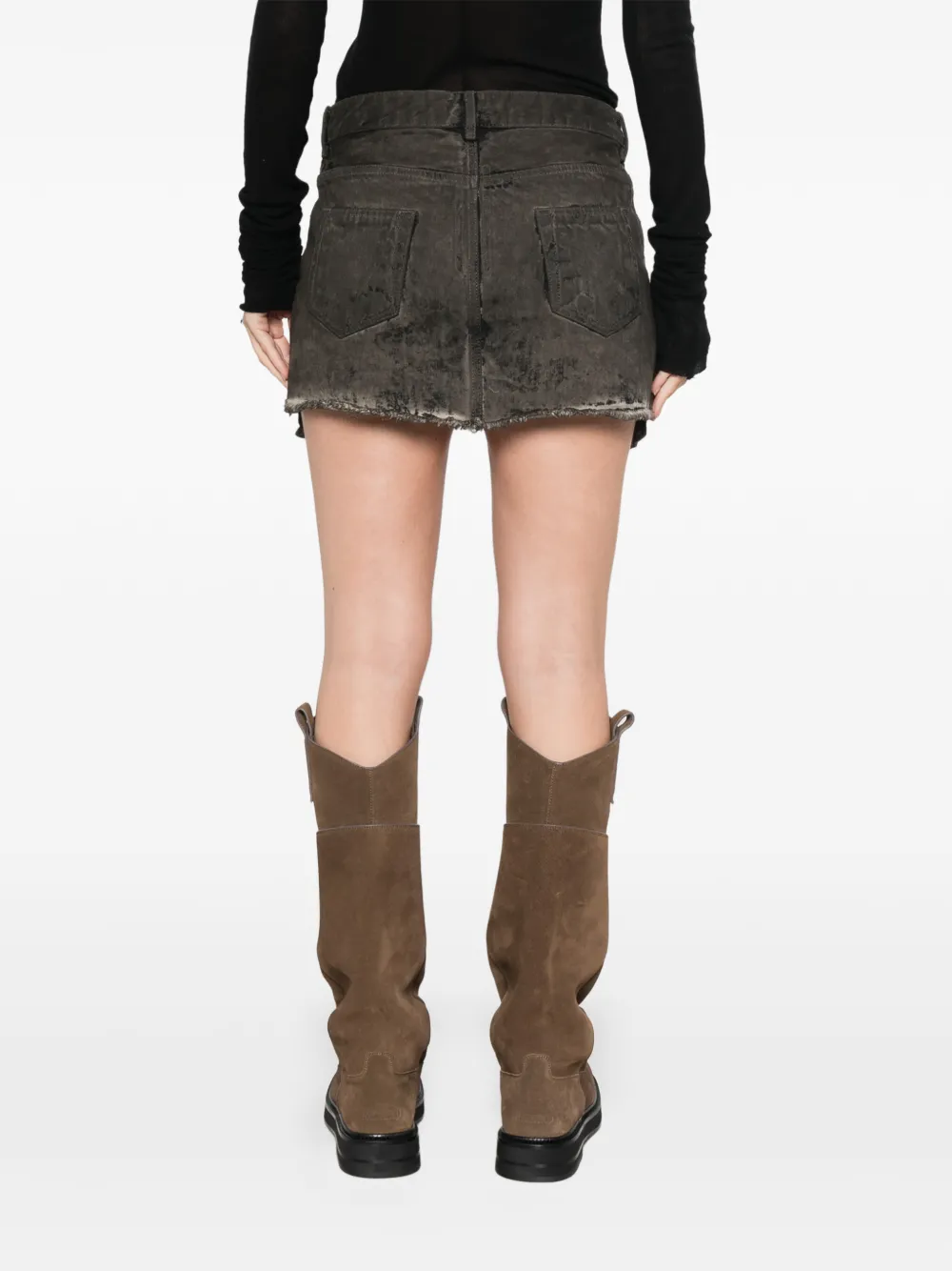 Rick Owens DRKSHDW Mini-rok met franje en vervaagd effect Grijs