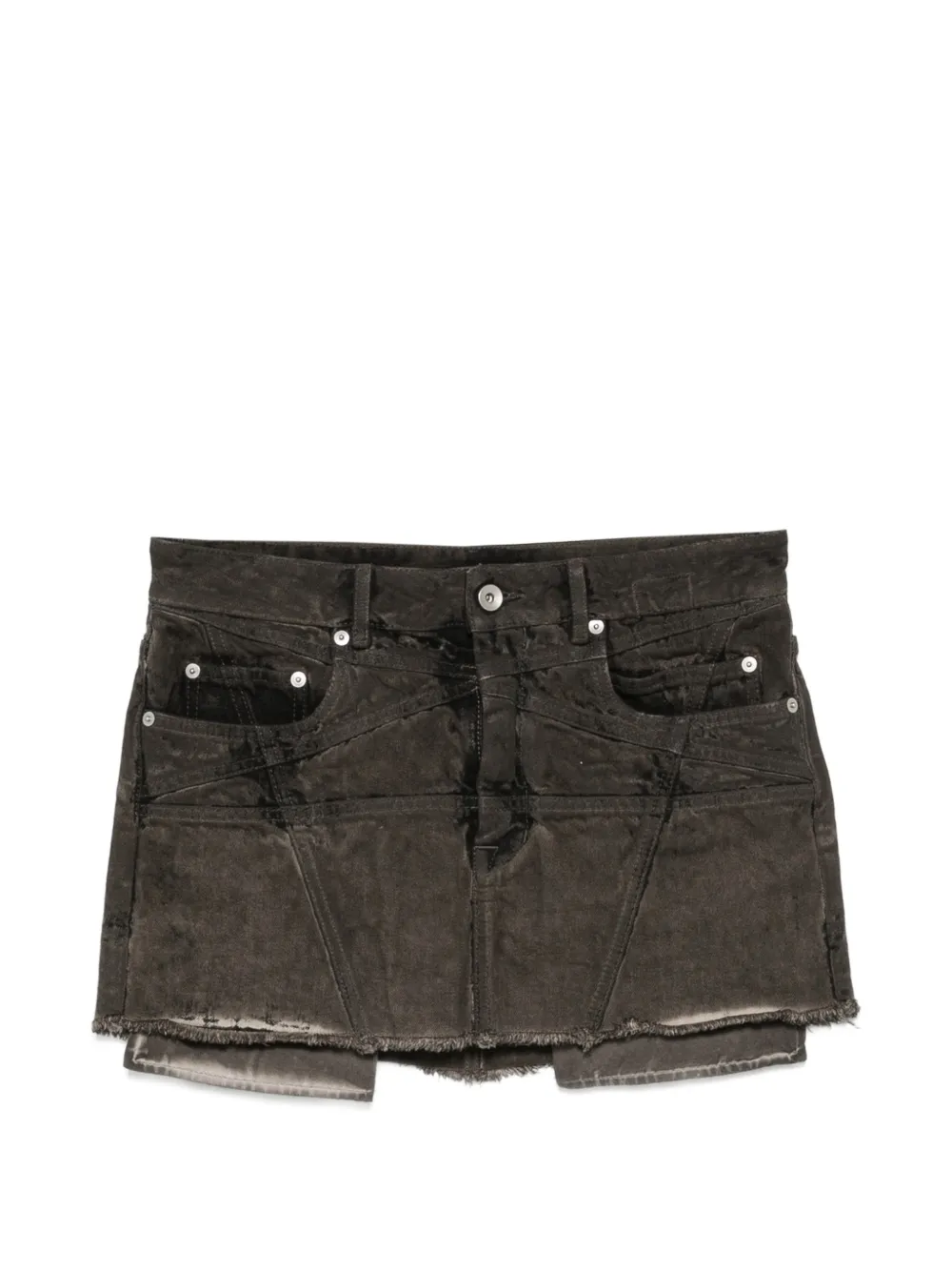 Rick Owens DRKSHDW faded frayed-hem mini skirt - Grigio