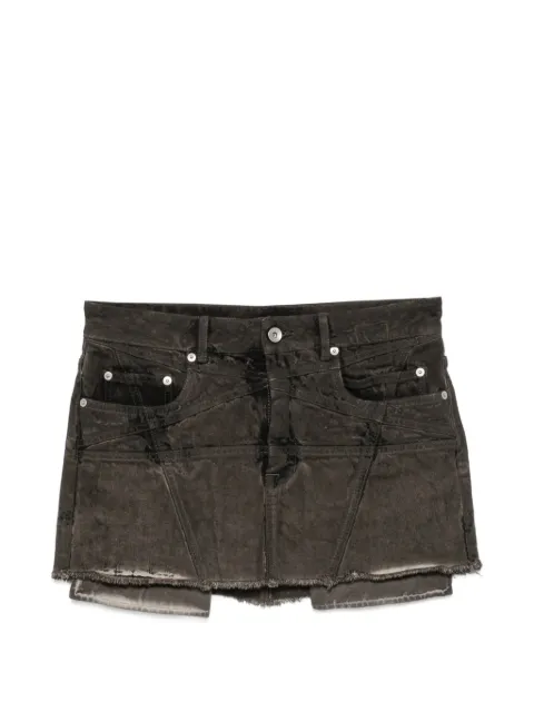 Rick Owens DRKSHDW Saia curta com efeito desbotado e barra desfiada