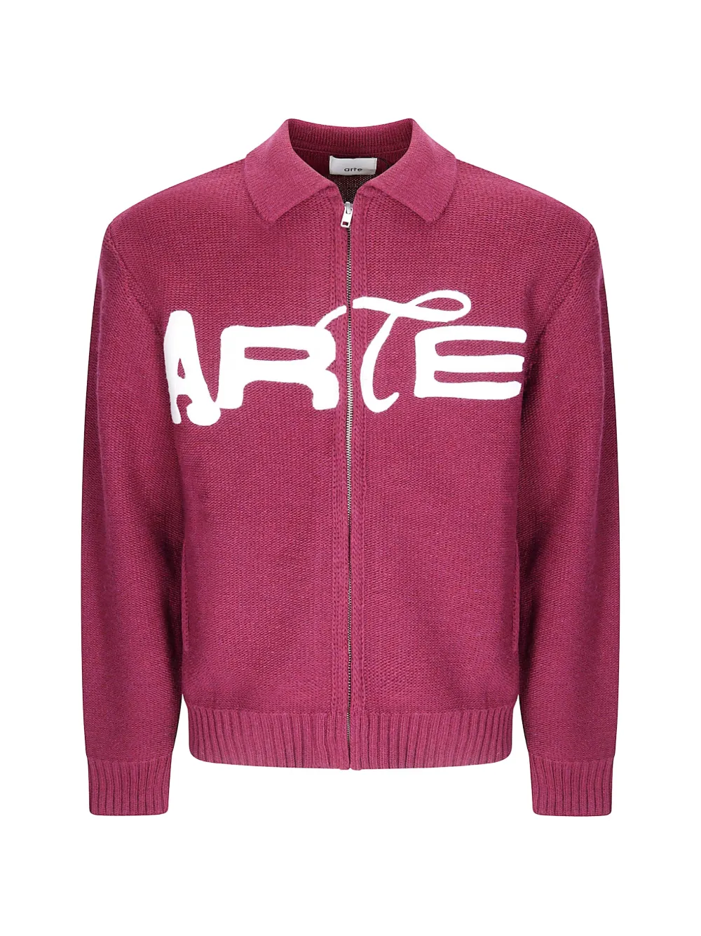 Arte Antwerp logo-embroidered zip-up cardigan - Rosso