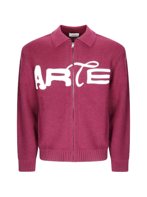 Arte Antwerp logo-embroidered zip-up cardigan