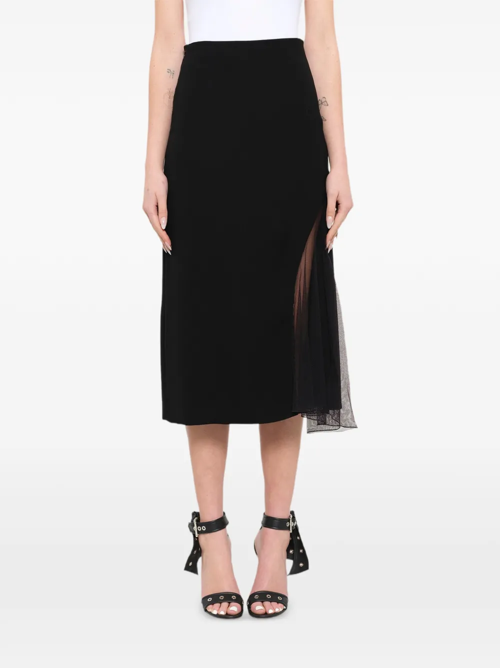 Lanvin sheer-panelled midi skirt