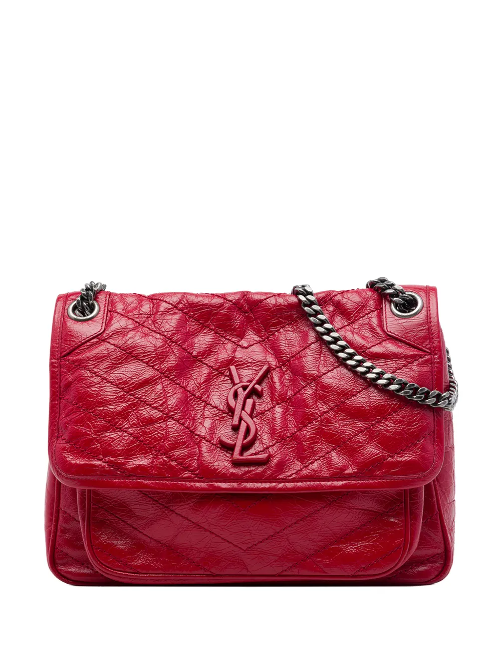 Saint Laurent Pre-Owned 2018 mittelgroße Niki Schultertasche mit Knitteroptik - Rot