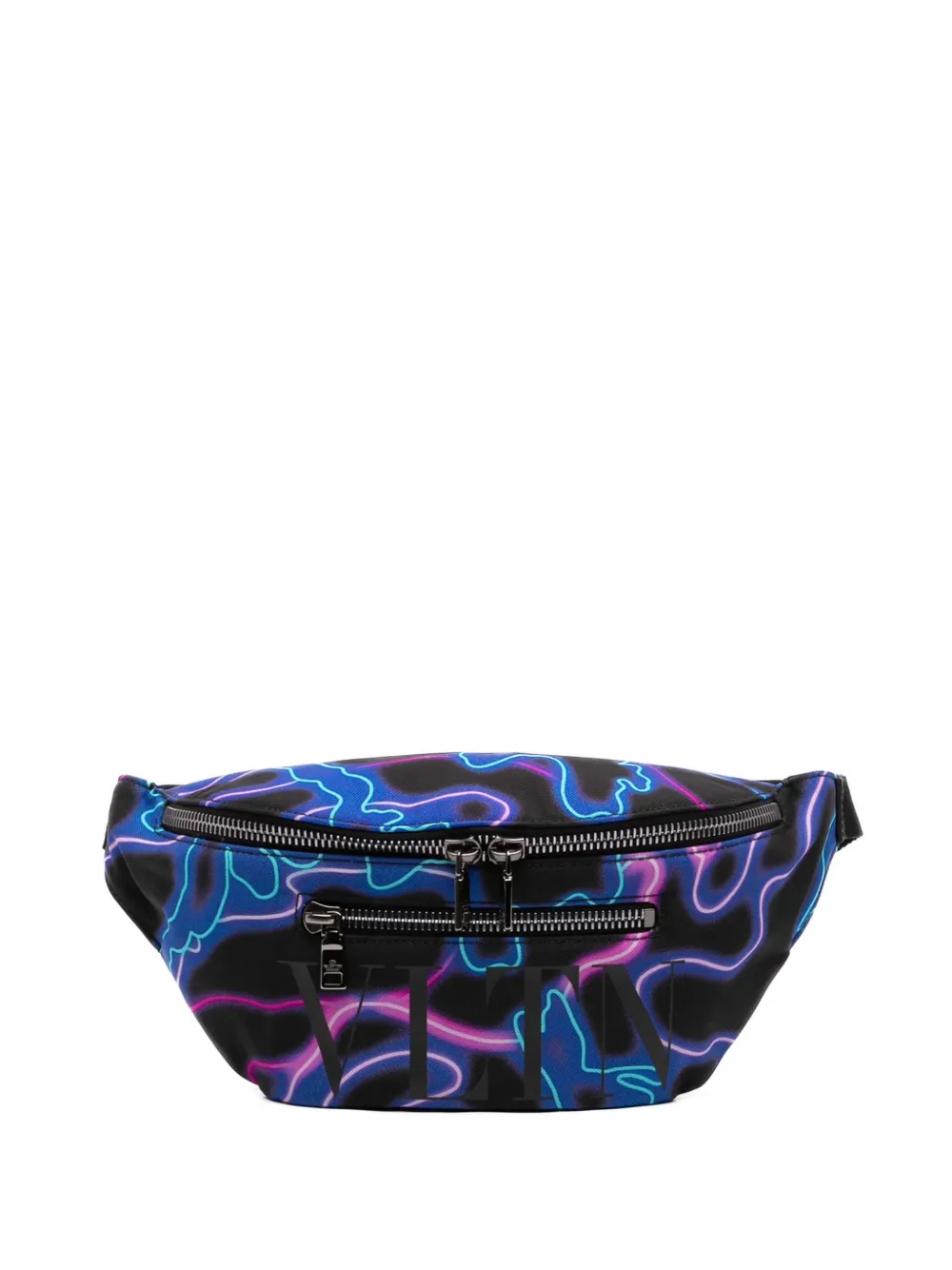 Valentino Garavani Pre-Owned 2018-2026 Nylon VLTN Neon Camouflage Print belt bag - Nero