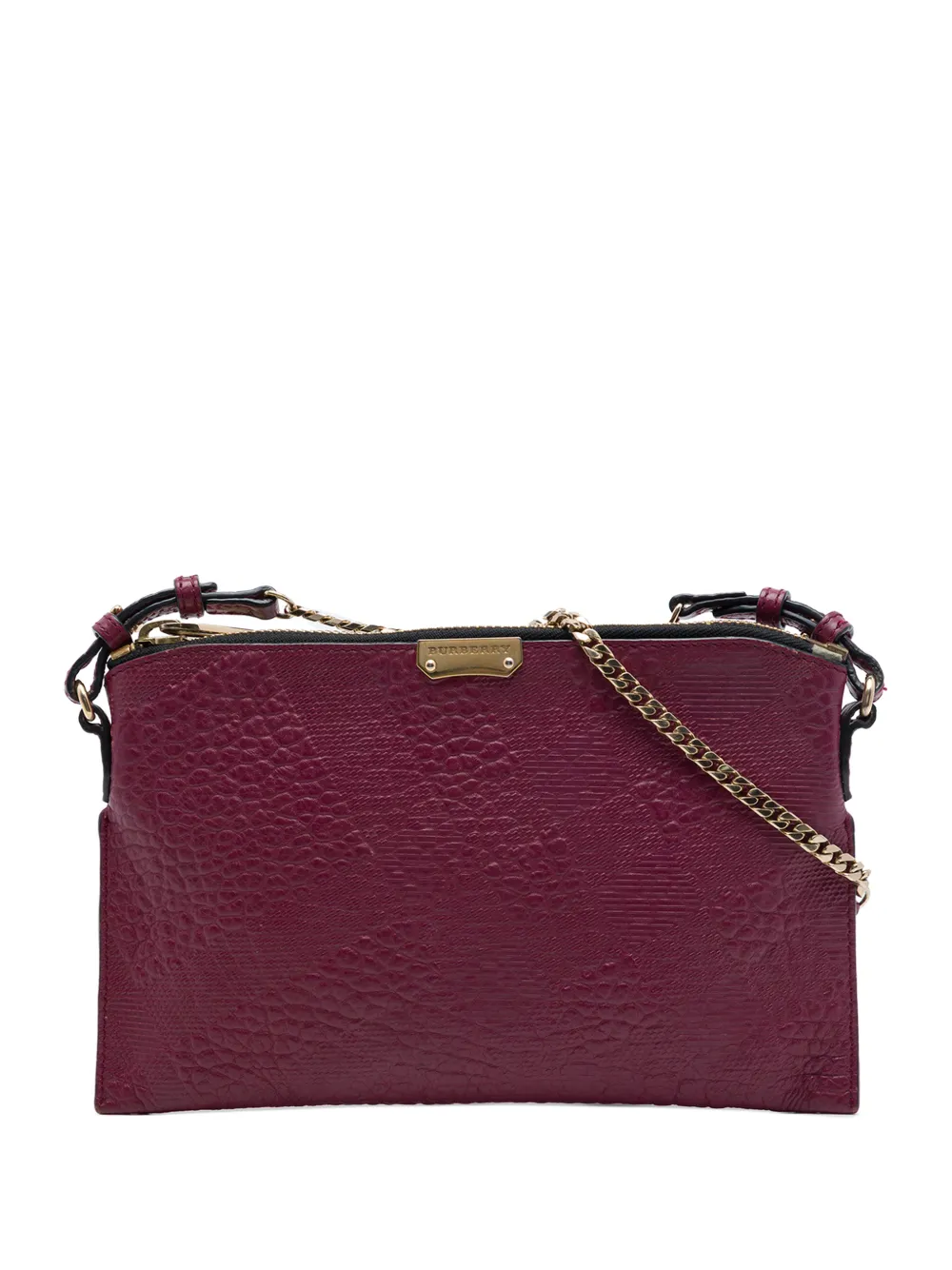 Burberry Pre-Owned 2000-2017 Grain Check Embossed Leather Peyton crossbody bag - Rosso