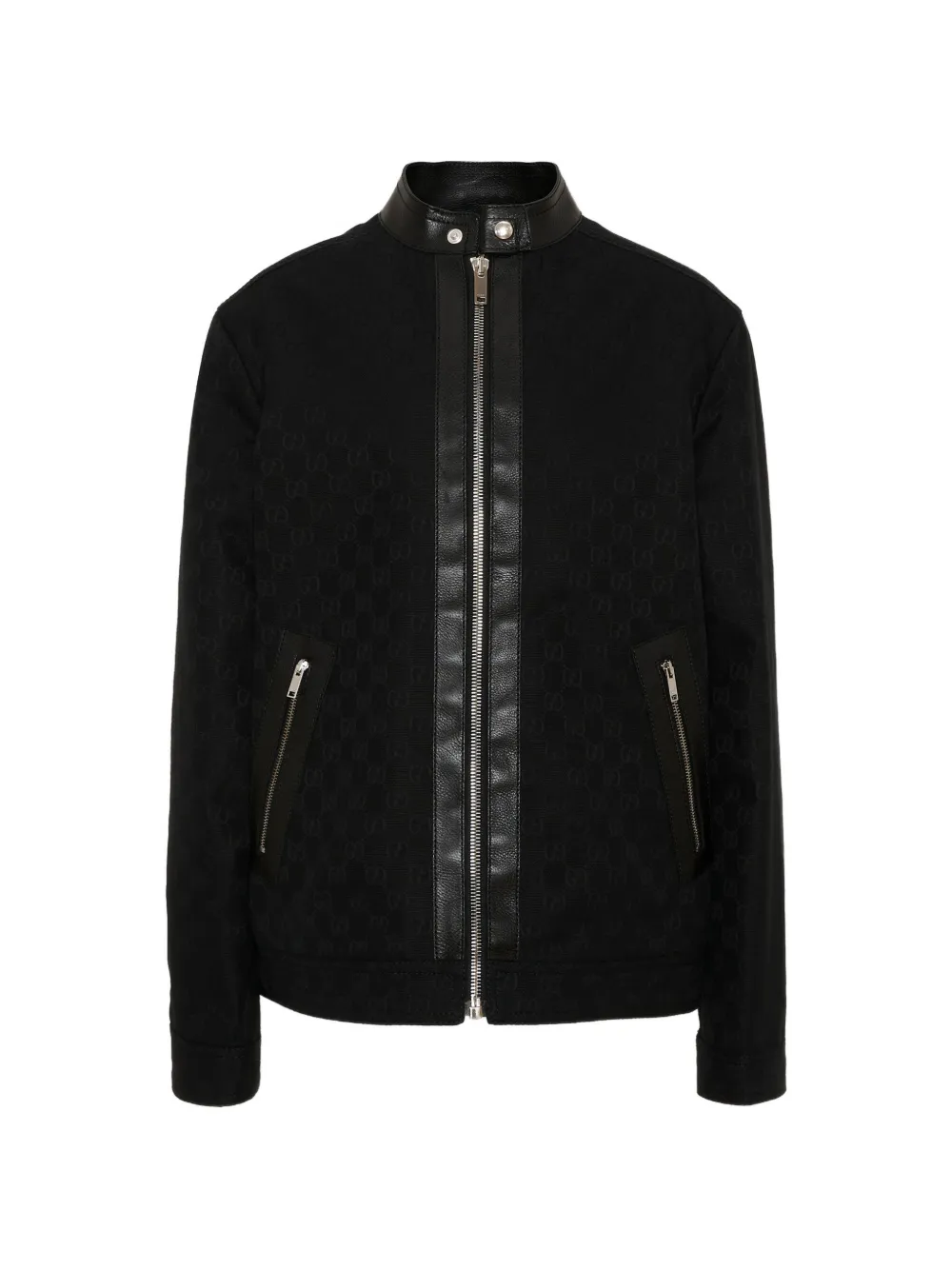 Gucci Kids GG-jacquard leather-trim bomber jacket - Schwarz