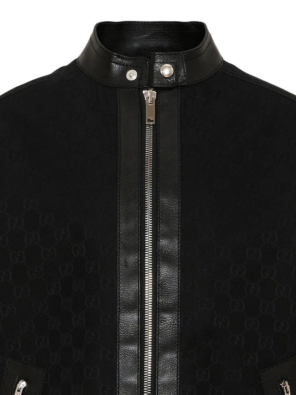 Gucci Kids Bomberjack met leren afwerking en GG-jacquard Zwart