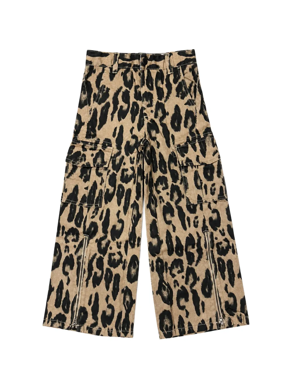 Stella McCartney Kids leopard-print zip-detail cargo pants Beige