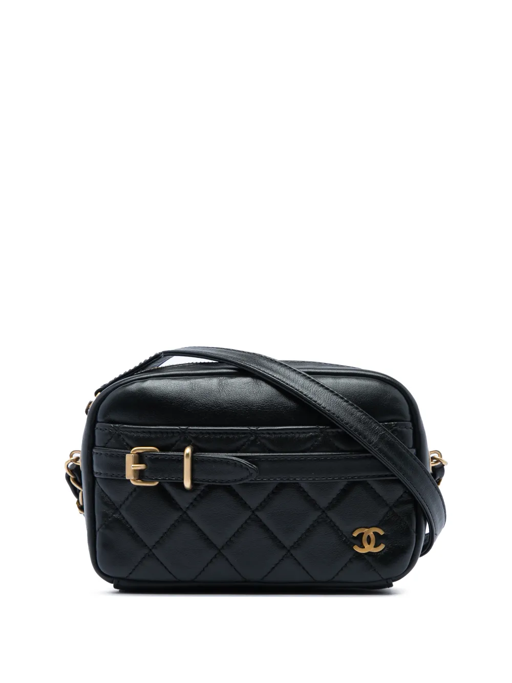 CHANEL Pre-Owned 2018-2019 Small Quilted Lambskin Buckle Camera Bag crossbody bag - Nero