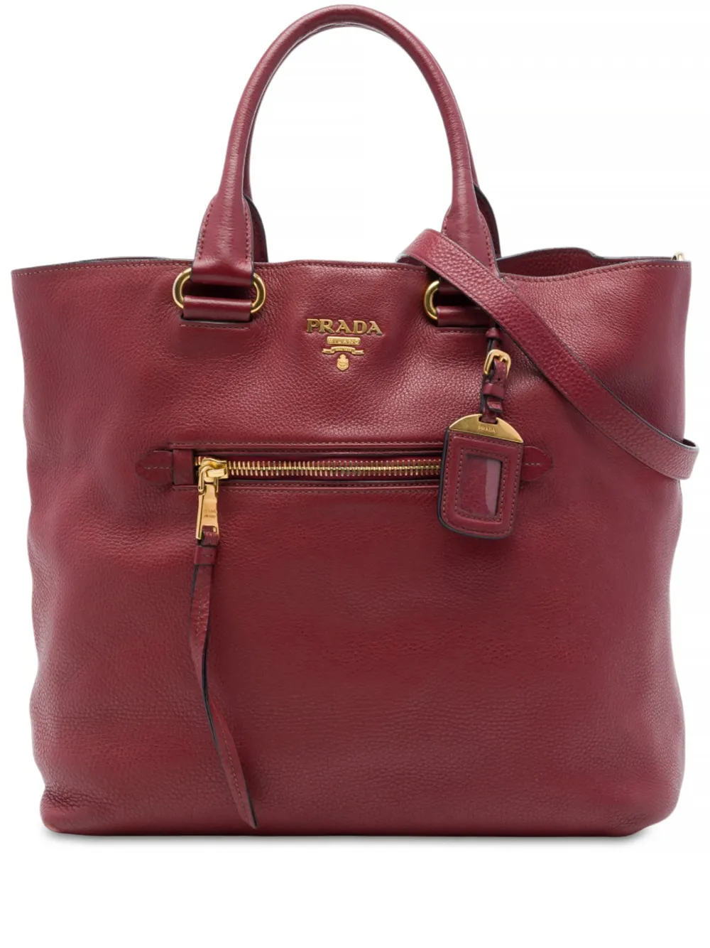 Prada Pre-Owned 2010-2026 Vitello Daino Open Convertible Tote satchel - Rosso