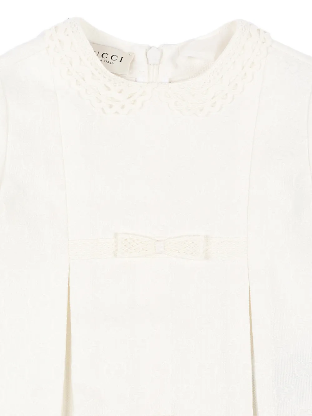 Gucci Kids Jurk met kanten kraag en GG-jacquard Wit