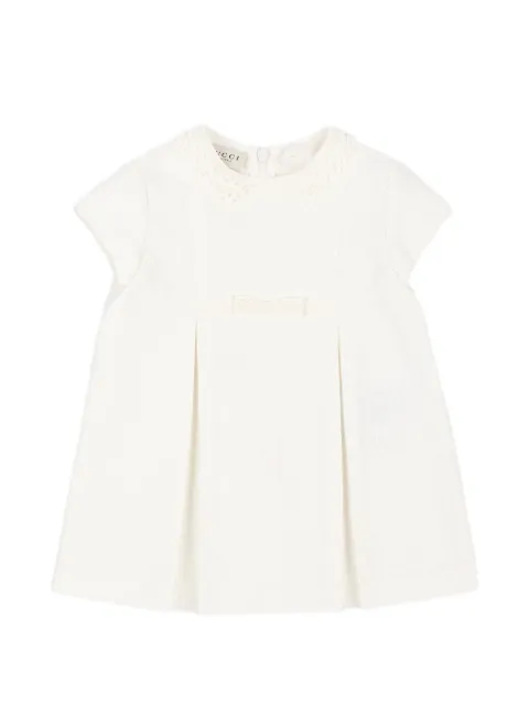 Gucci Kids vestido con cuello de encaje y motivo GG en jacquard