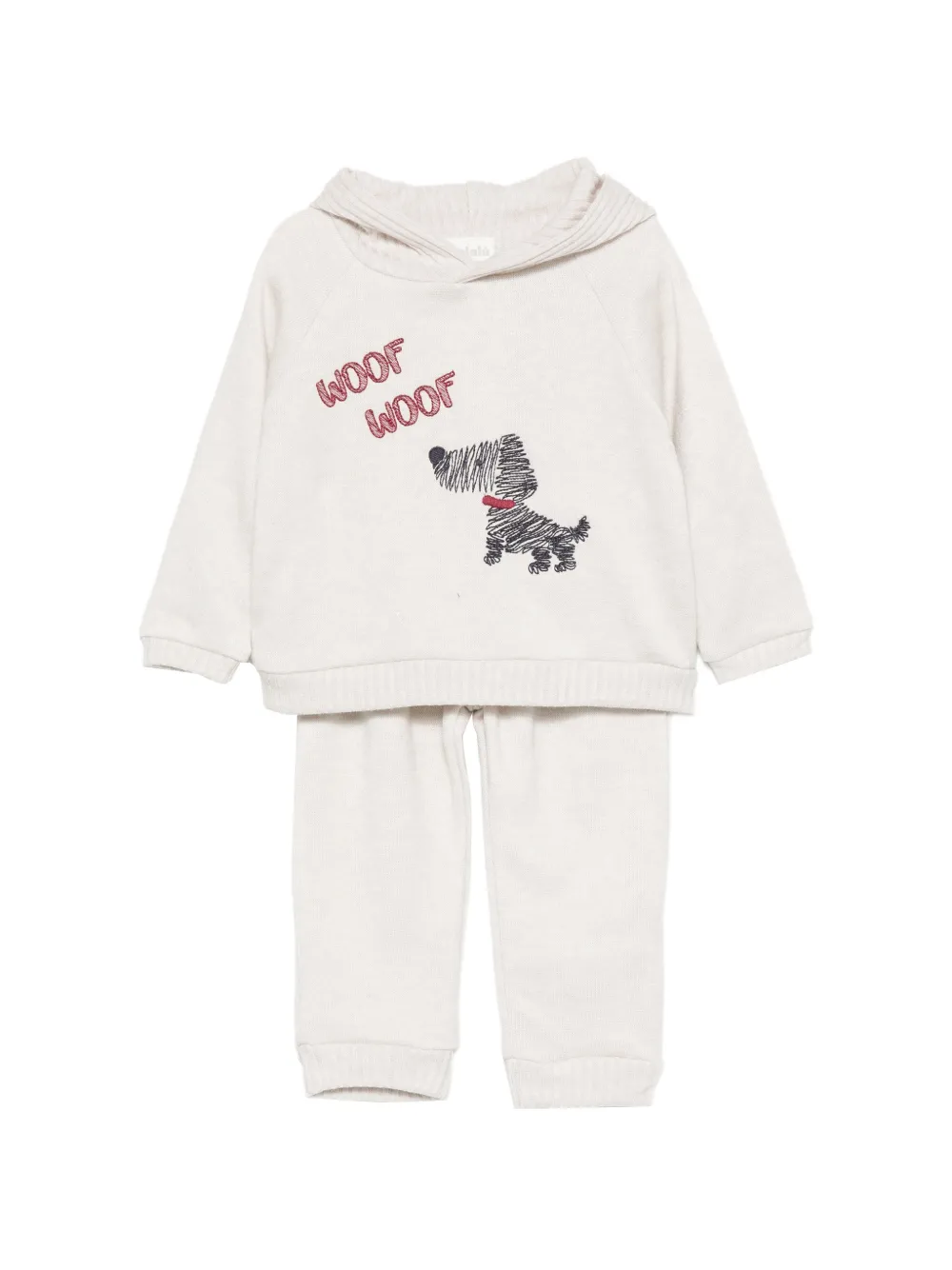 LALALU dog-embroidered hooded tracksuit - Toni neutri