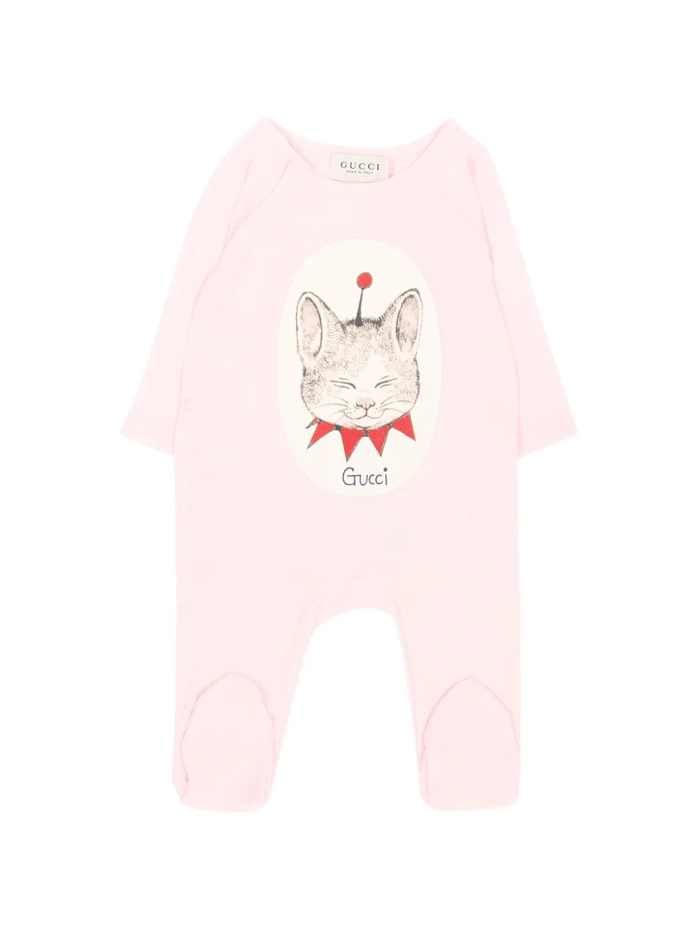 Gucci Kids Katoenen romperset met katten-print Roze