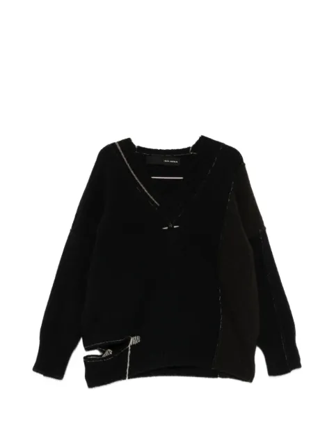 Isabel Benenato distressed V-neck sweater