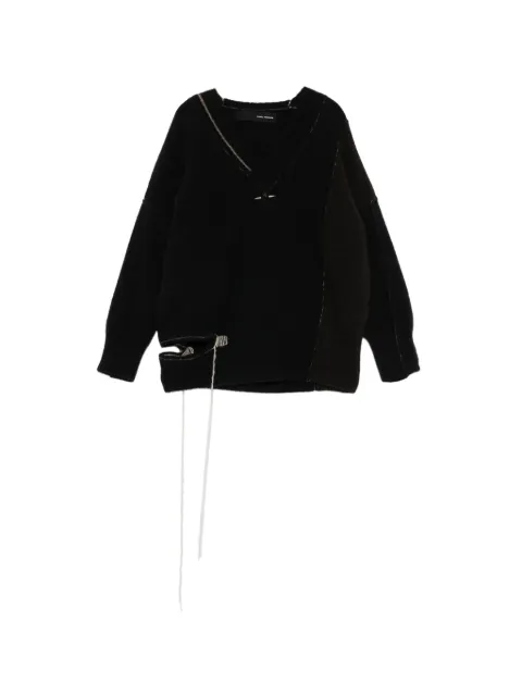Isabel Benenato distressed V-neck sweater