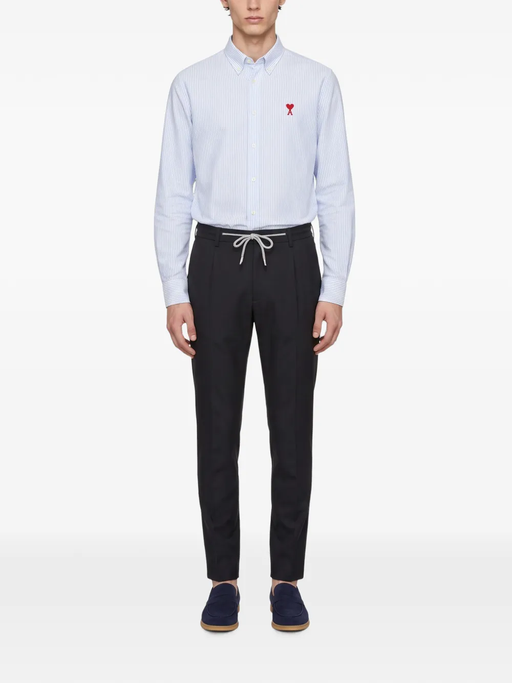 Eleventy drawstring pleated trousers Blauw
