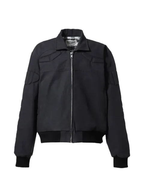 SATOSHI NAKAMOTO padded panelled bomber jacket