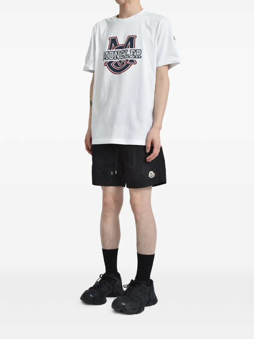 Moncler Katoenen T-shirt met logoprint Wit
