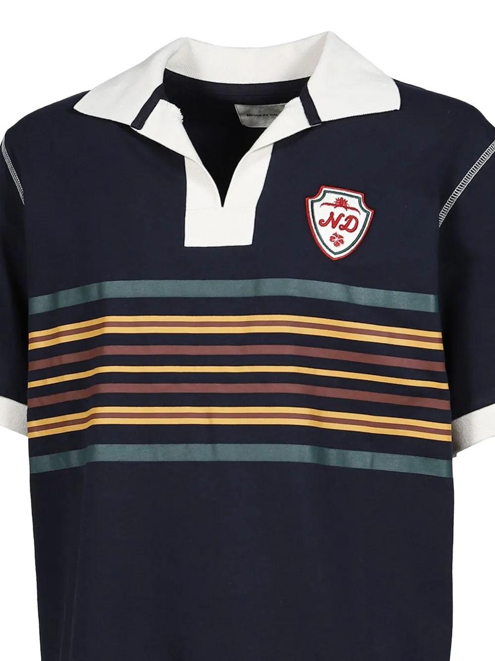 Nicholas Daley Gestreept rugbyshirt met geborduurde patch Blauw