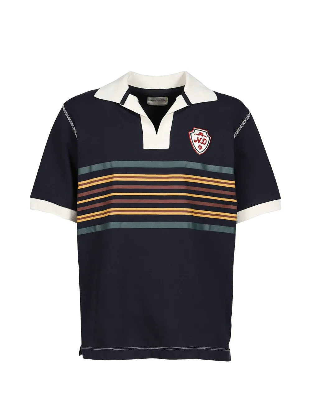 Nicholas Daley striped embroidered-patch rugby polo shirt - Blu