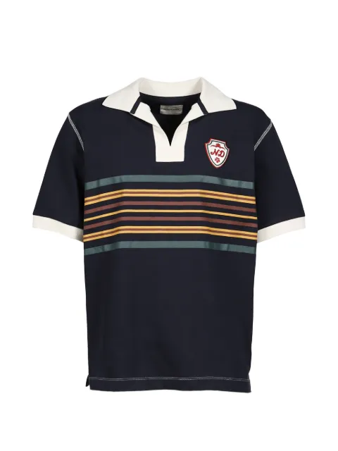 Nicholas Daley striped embroidered-patch rugby polo shirt