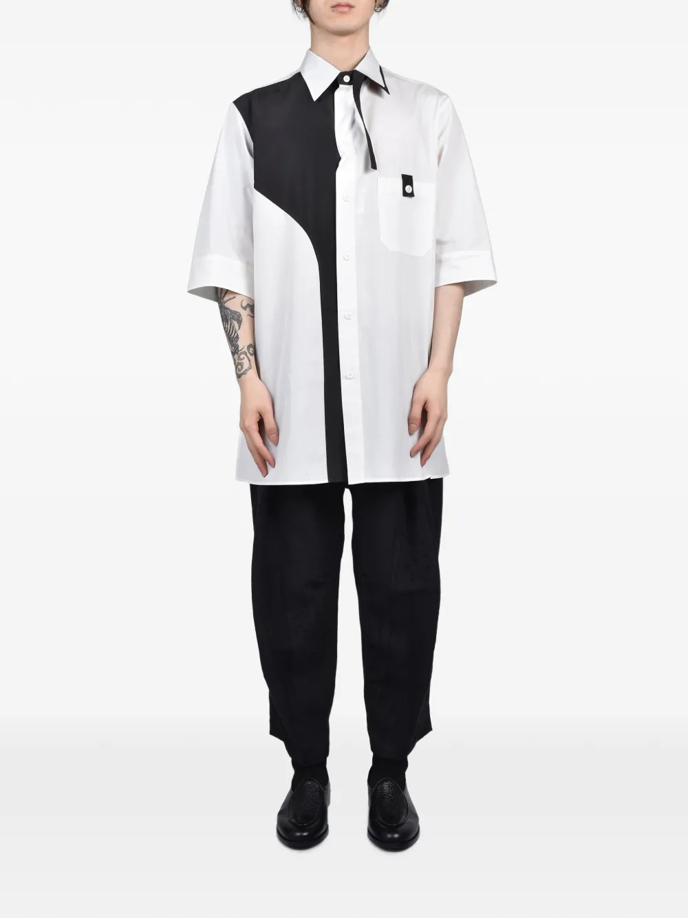 Yohji Yamamoto Tweekleurig overhemd Wit