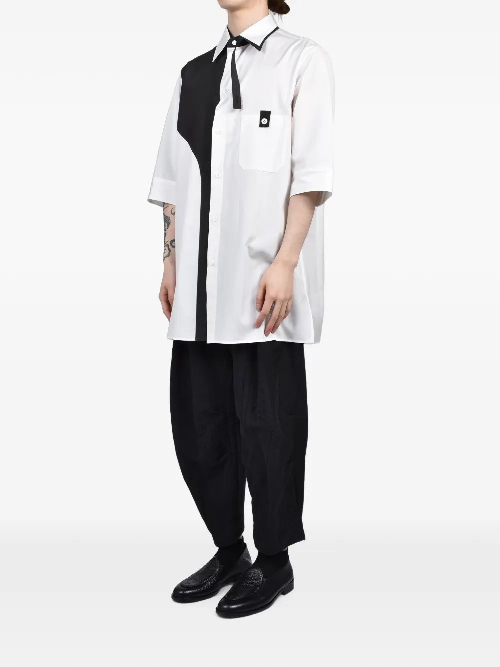 Yohji Yamamoto Tweekleurig overhemd Wit