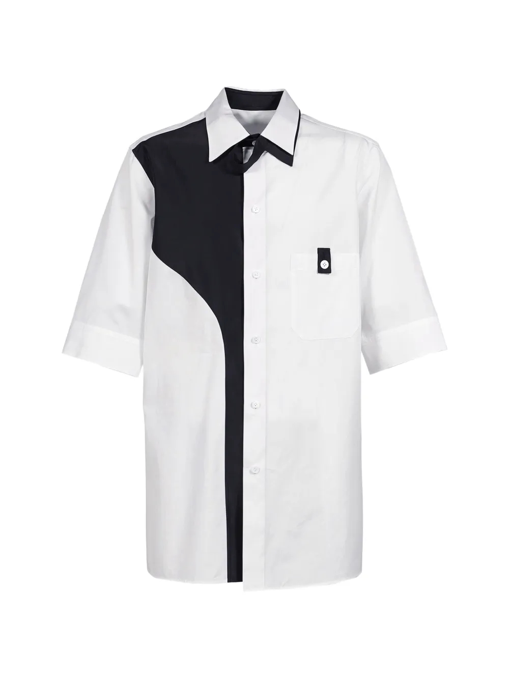 Yohji Yamamoto two-tone short-sleeved shirt - Bianco