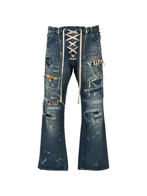 JUN/NAKAYAMA x OVERDESIGN distressed lace-up jeans