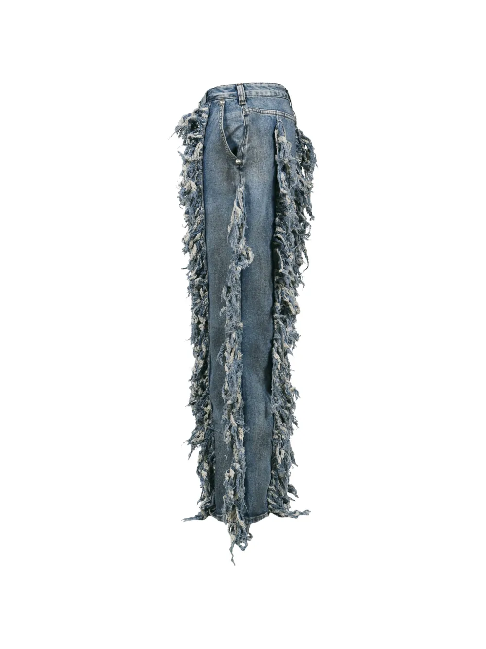 THUG CLUB Angels jeans met franje en oliewassing Blauw