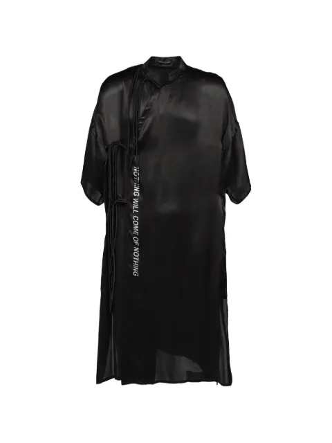 Yohji Yamamoto fringe-detail slogan-print shirt