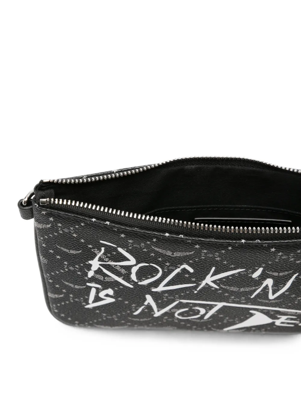 Zadig&Voltaire Clutch van bewerkt leer met tekst Zwart