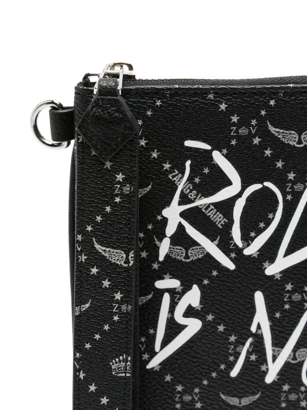 Zadig&Voltaire Clutch van bewerkt leer met tekst Zwart