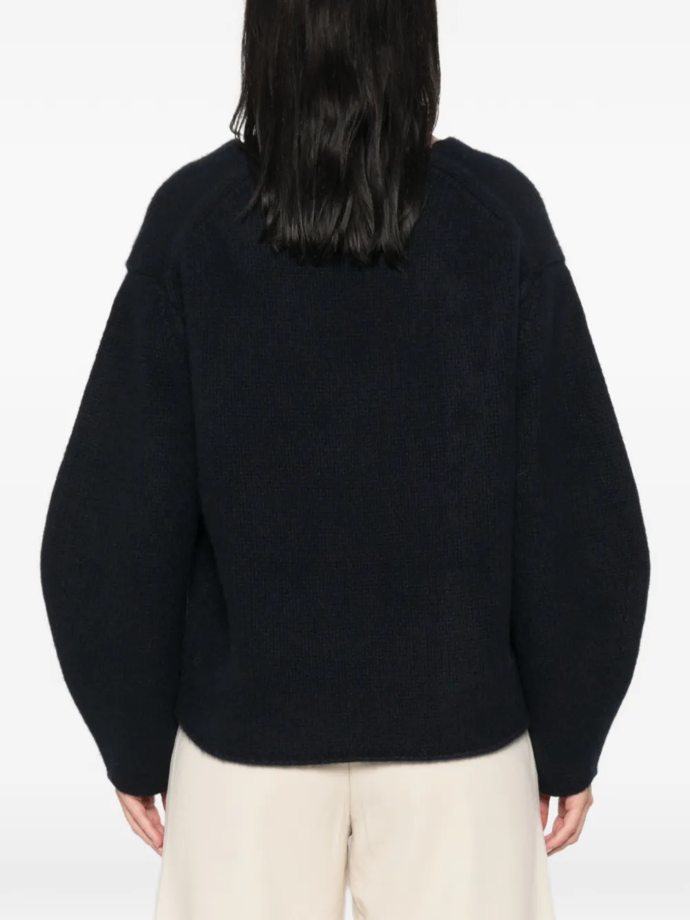Soft Goat Trui met raglan mouwen en V-hals Blauw
