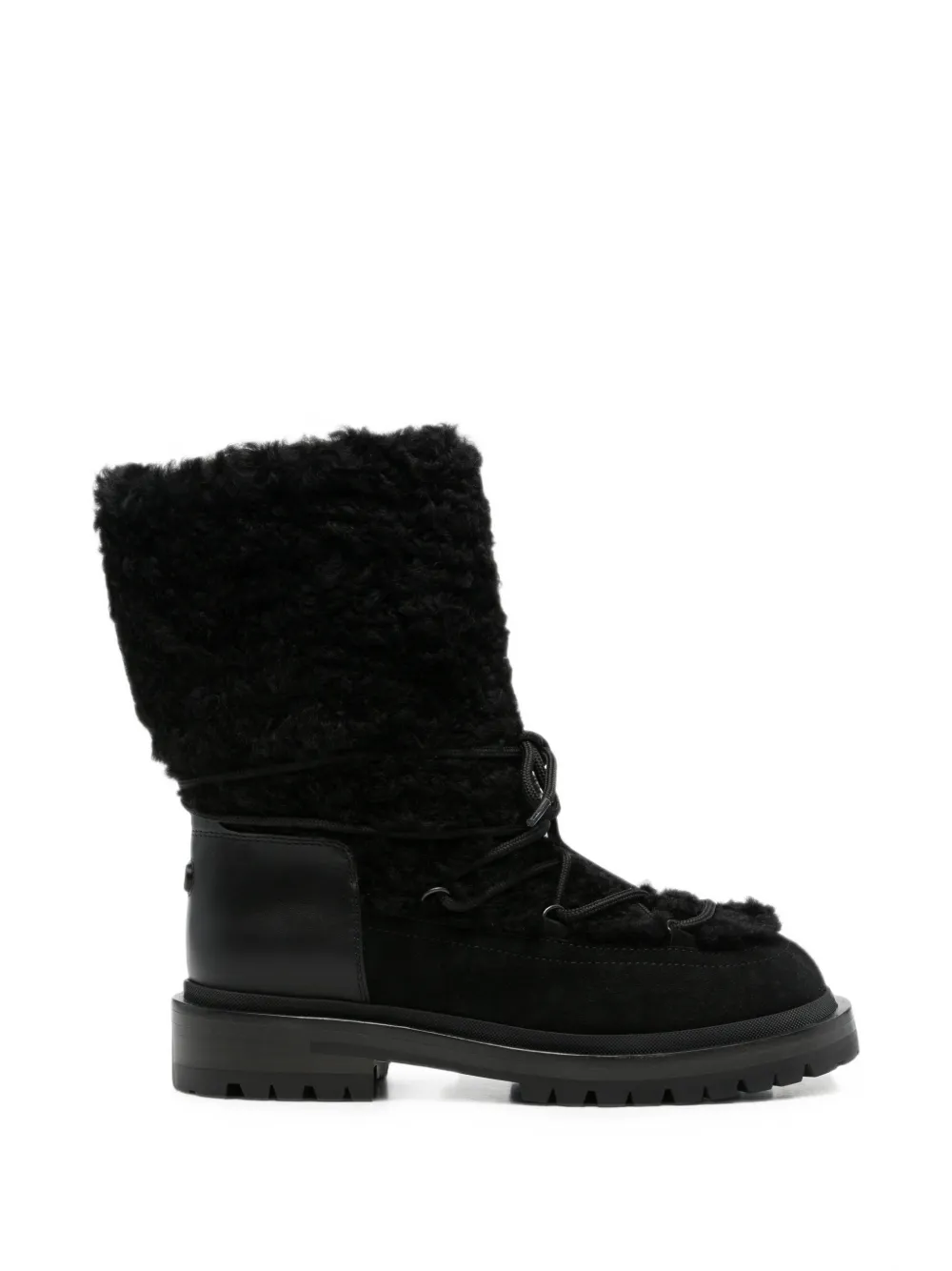 Sergio Rossi shearling-trim lace-up boots Zwart