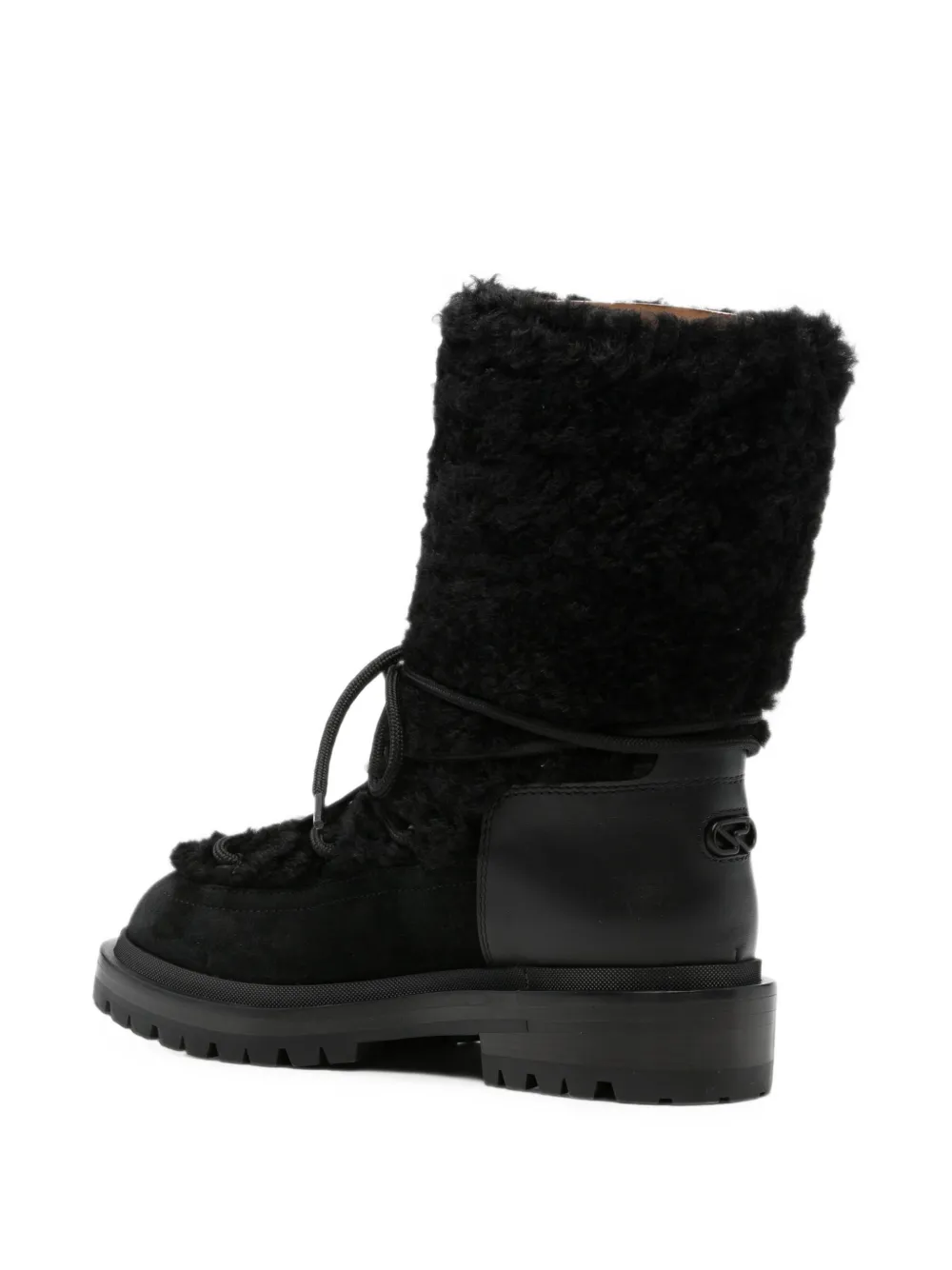Sergio Rossi shearling-trim lace-up boots Zwart