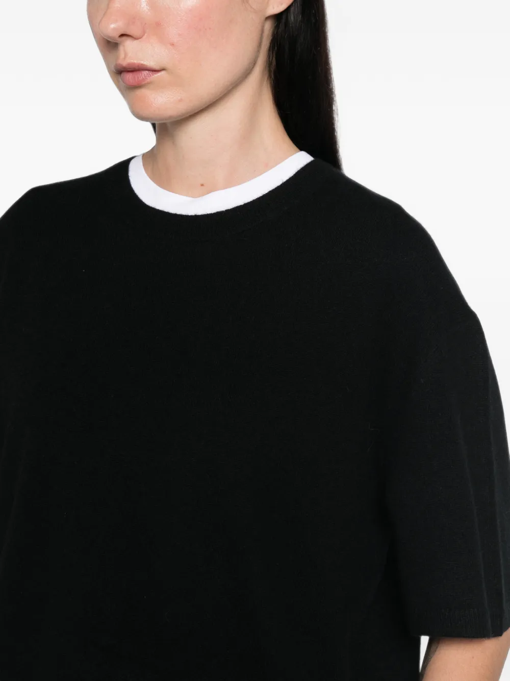 Soft Goat T-shirt met ronde hals Zwart