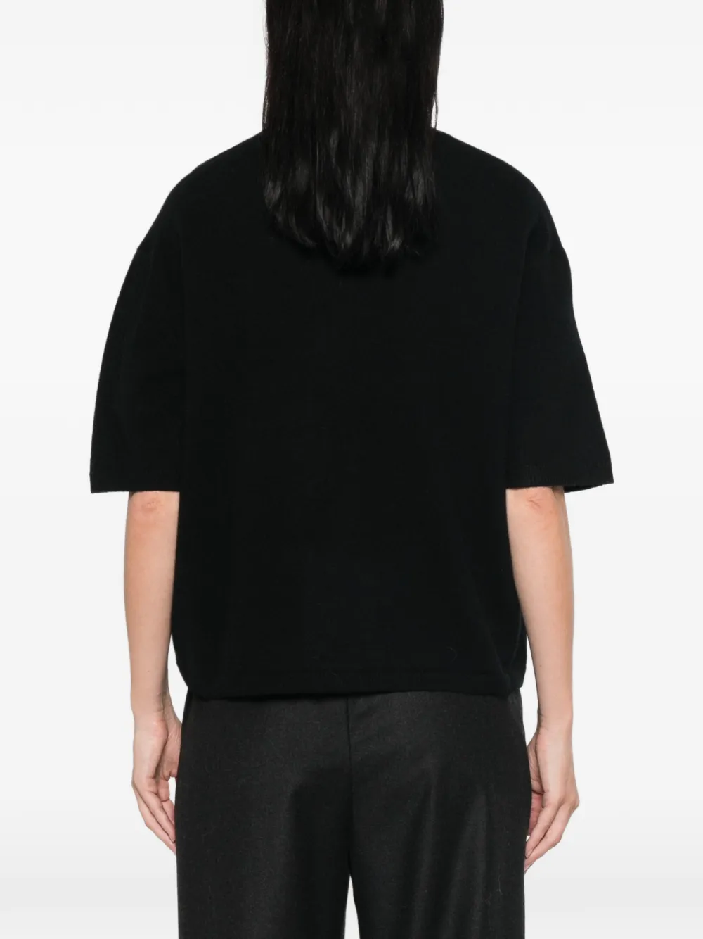 Soft Goat T-shirt met ronde hals Zwart