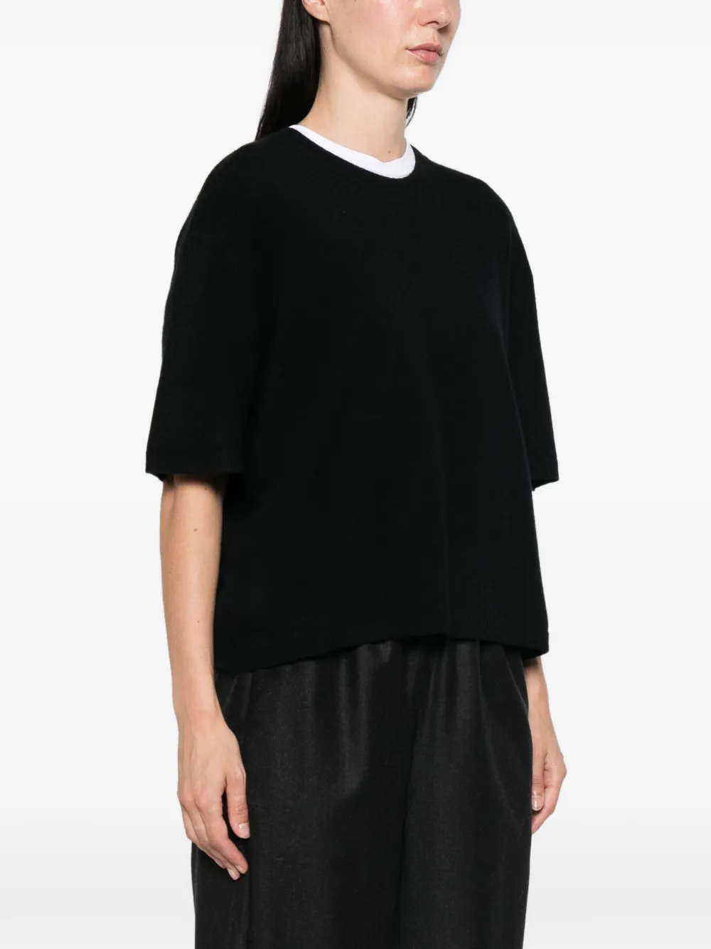 Soft Goat T-shirt met ronde hals Zwart