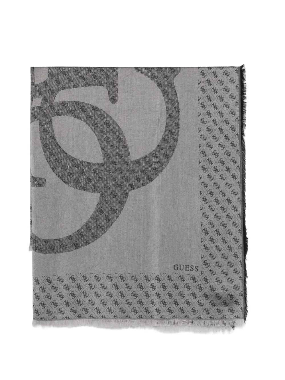 GUESS USA logo-print frayed scarf - Grigio