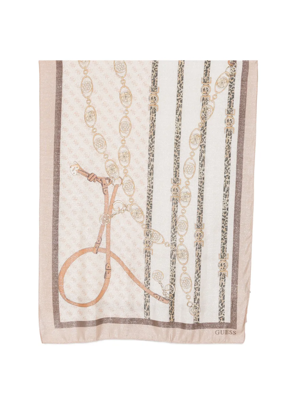 GUESS USA Foulard leopardato con logo - Toni neutri