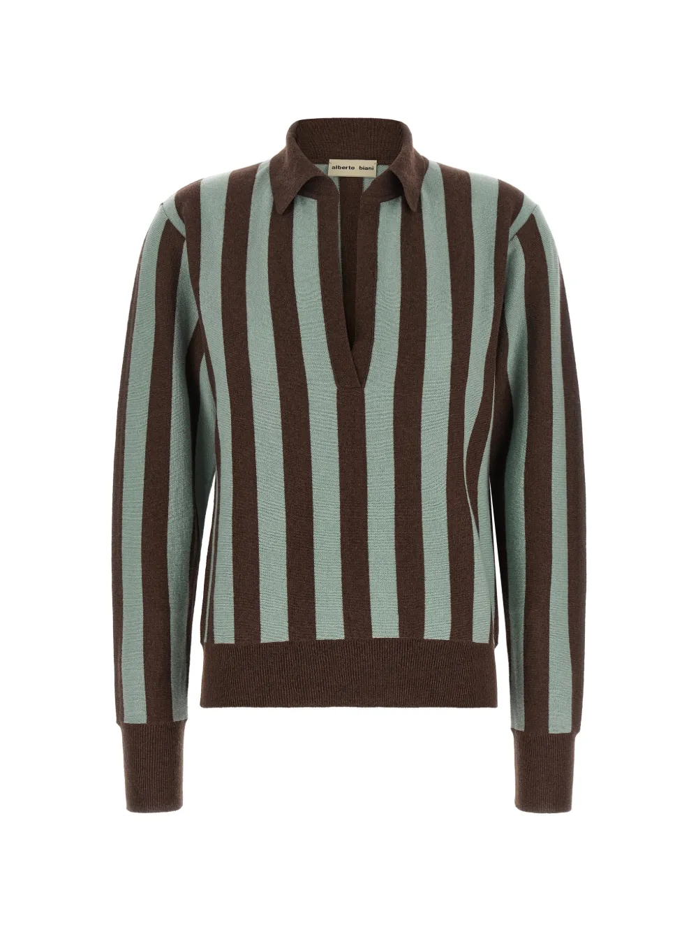 Alberto Biani striped cashmere polo shirt - Marrone