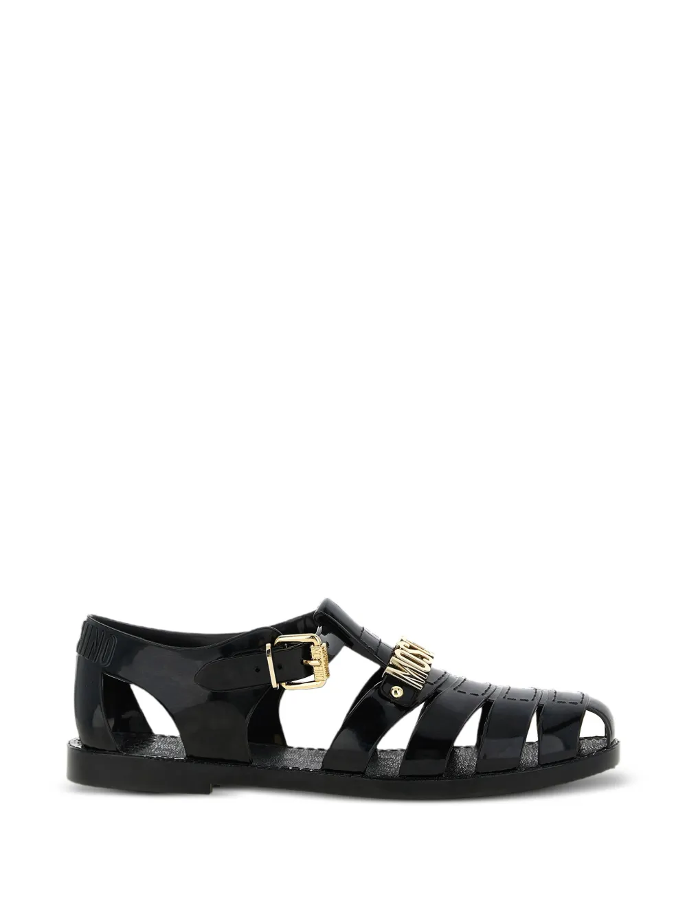 Moschino logo-plaque sandals Zwart