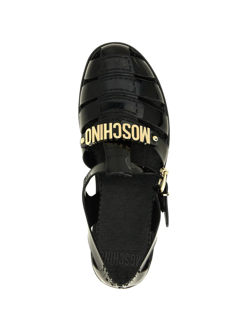 Moschino logo-plaque sandals Zwart