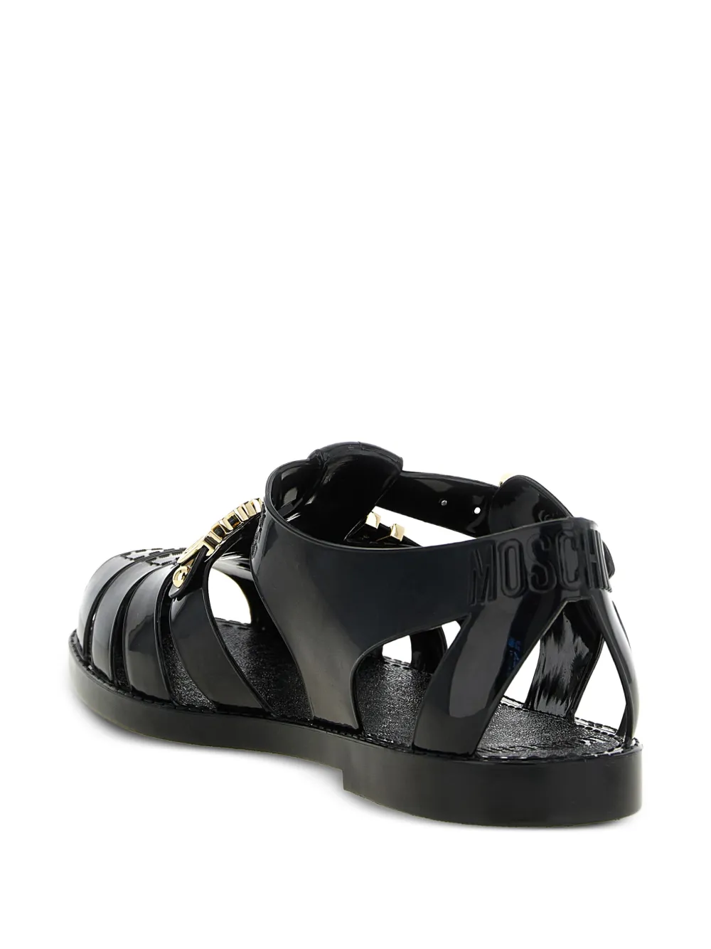 Moschino logo-plaque sandals Zwart